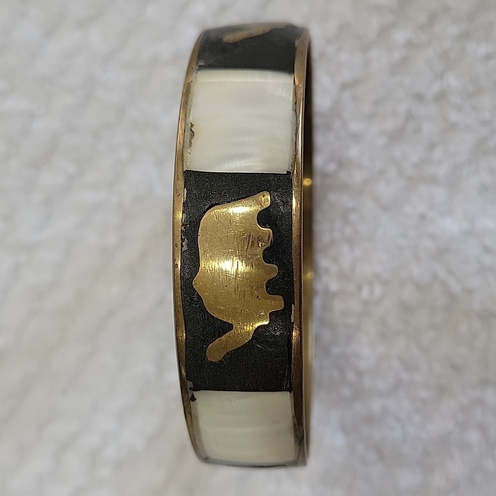 Vintage Gold & Shell Bangle Bracelet!!!